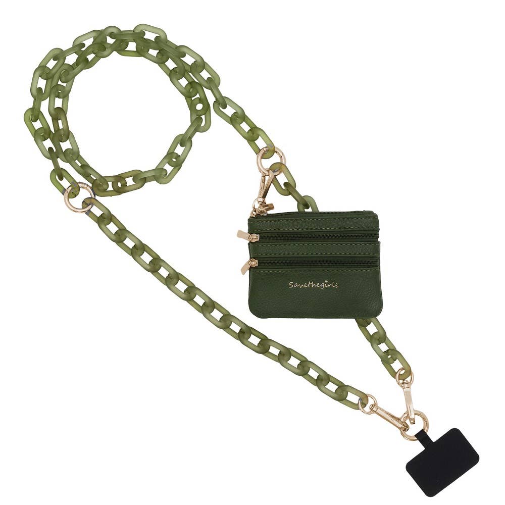 Clip & Go Ice Chain Phone Lanyard w/Zippered Pouch - A'Bekah's Boutique