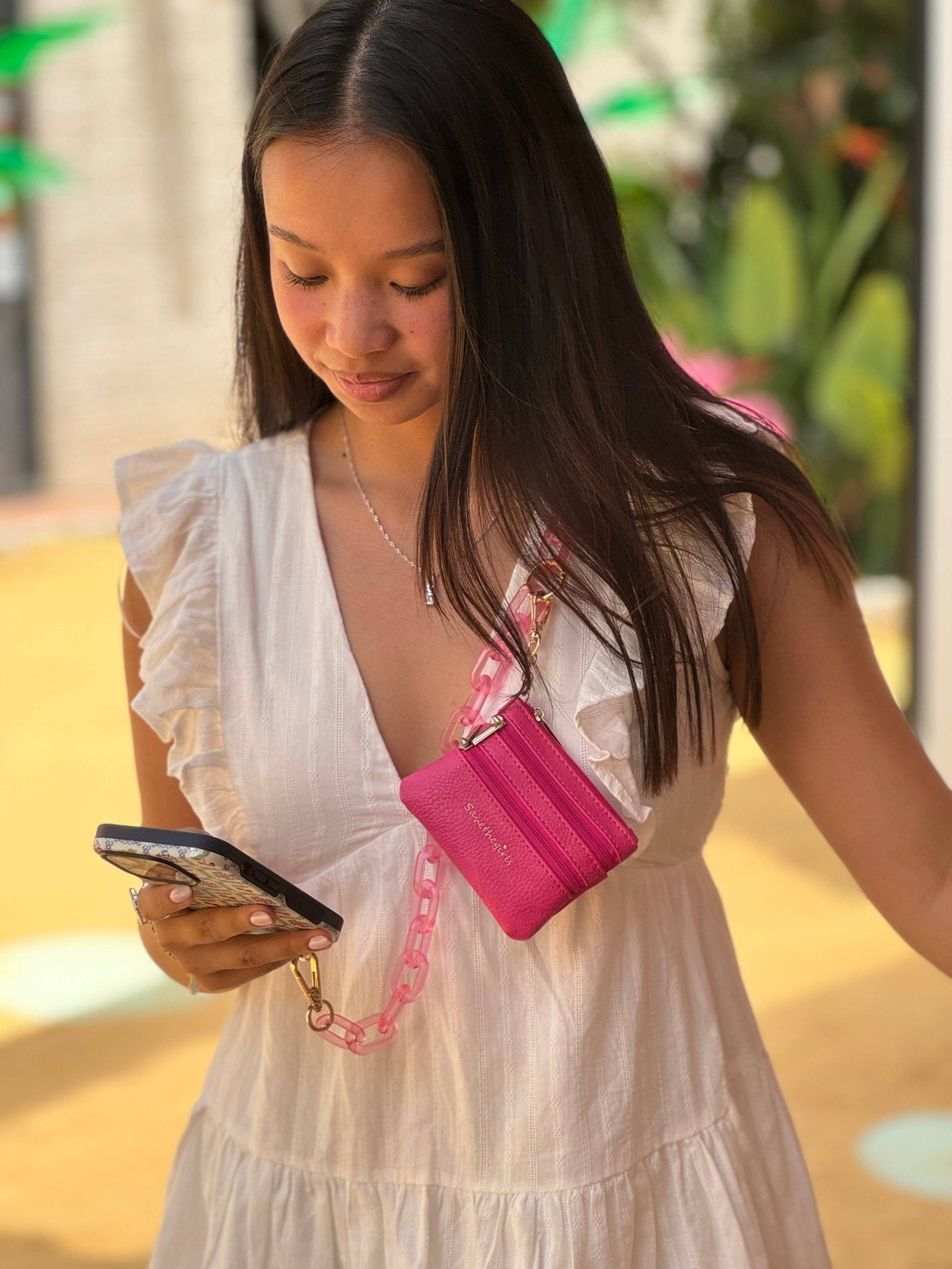 Clip & Go Ice Chain Phone Lanyard w/Zippered Pouch - A'Bekah's Boutique