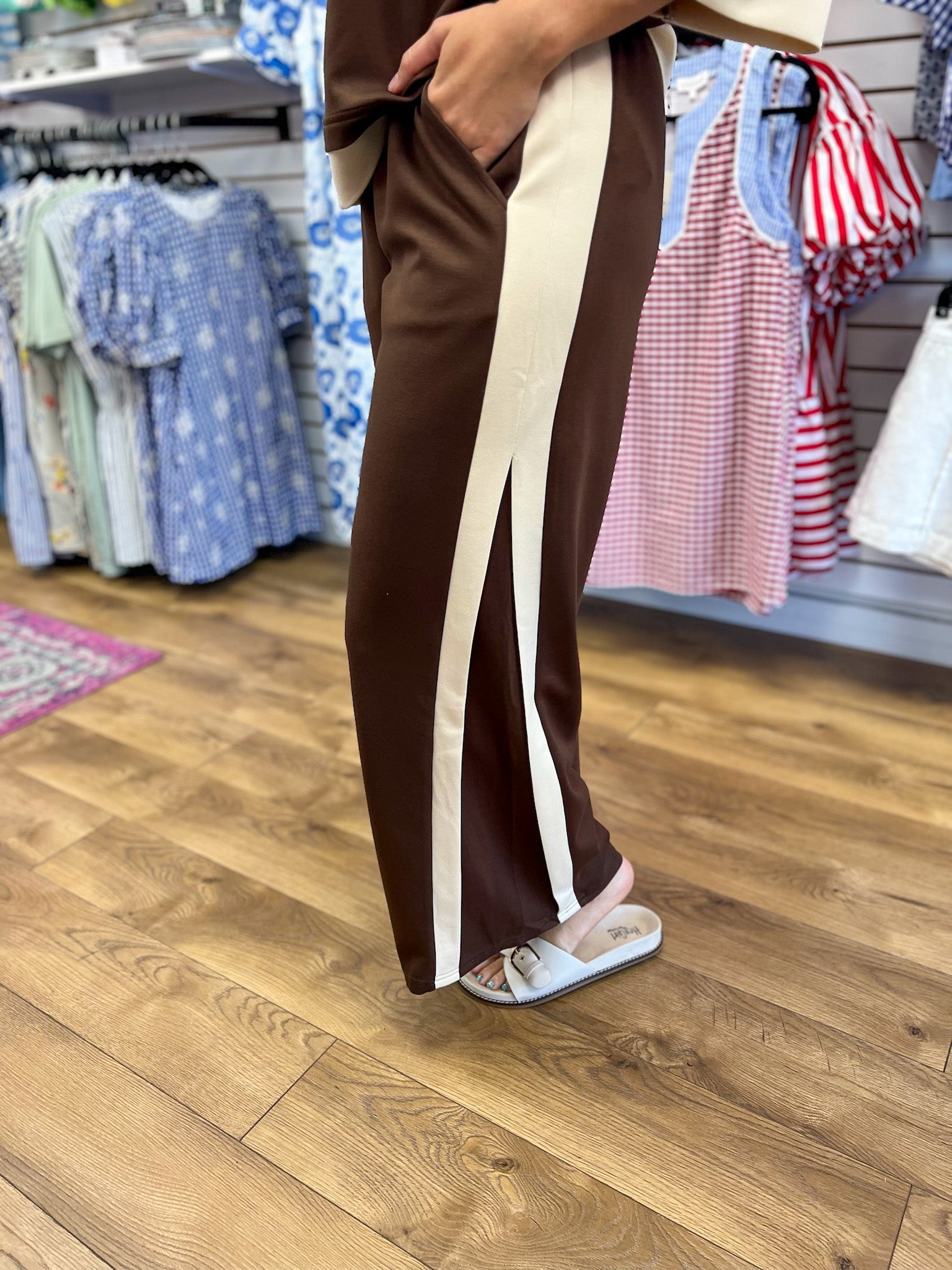 Coco Brown Luxeknit Colorblock Wide Leg Pants Set - A'Bekah's Boutique