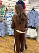 Coco Brown Luxeknit Colorblock Wide Leg Pants Set - A'Bekah's Boutique