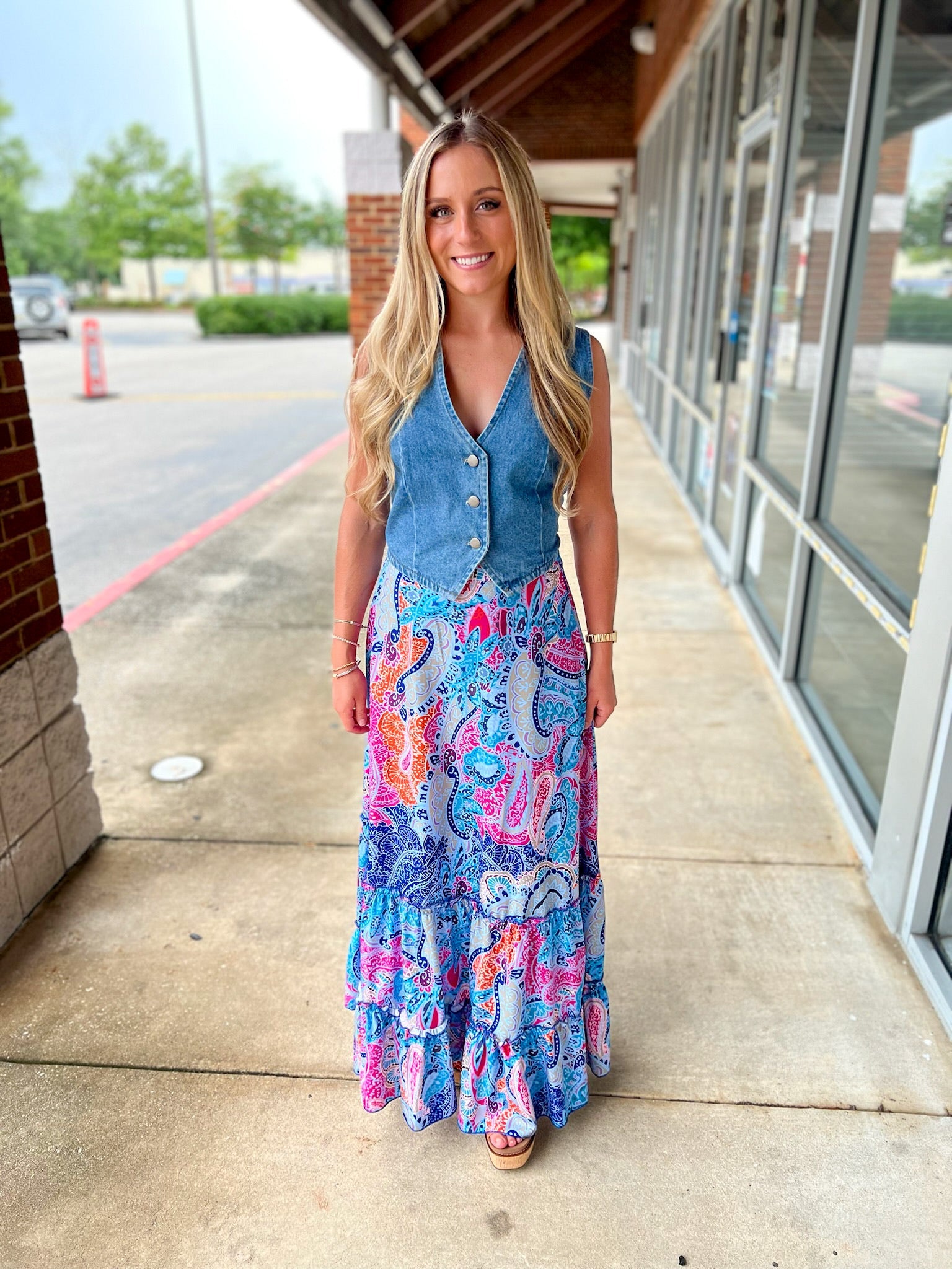 Come Along Blue Paisley Tiered Maxi Skirt - A'Bekah's Boutique