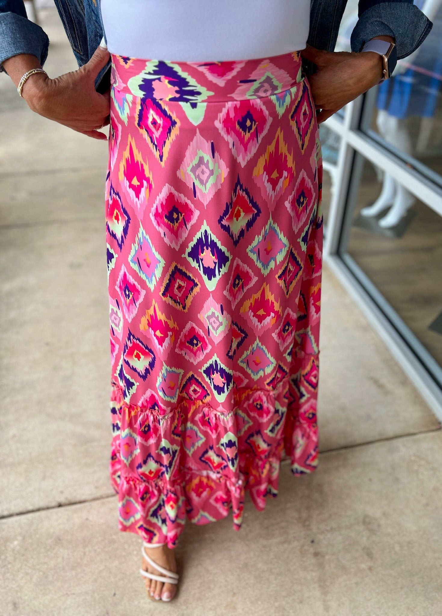 Come Along Pink Printed Tiered Maxi Skirt - A'Bekah's Boutique