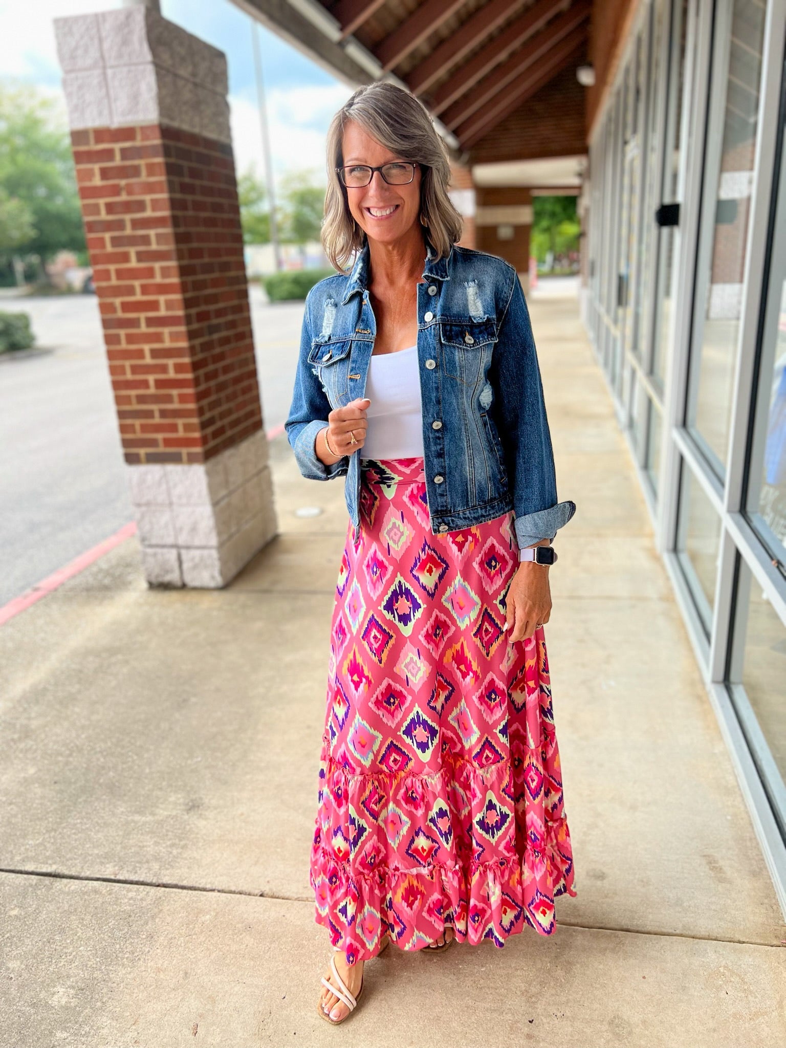 Come Along Pink Printed Tiered Maxi Skirt - A'Bekah's Boutique