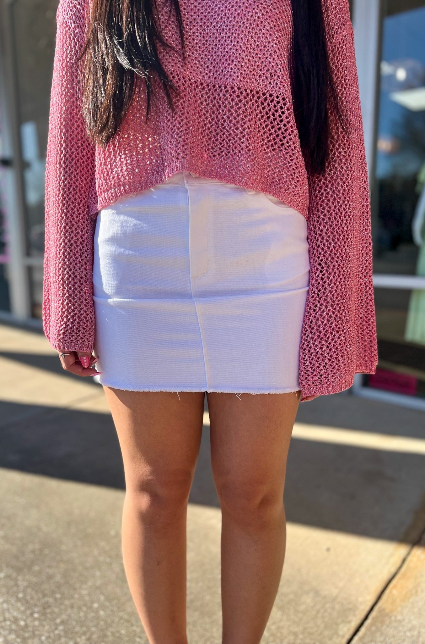 Come Play Girls White Denim Fray Hem Skirt - A'Bekah's Boutique