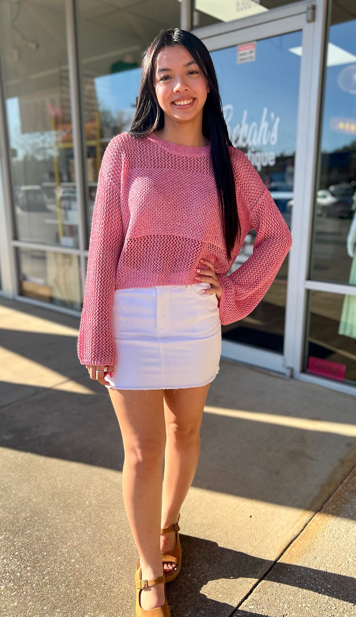 Come Play Girls White Denim Fray Hem Skirt - A'Bekah's Boutique