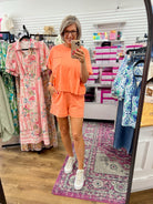 Coral Short Sleeve Short Set - A'Bekah's Boutique
