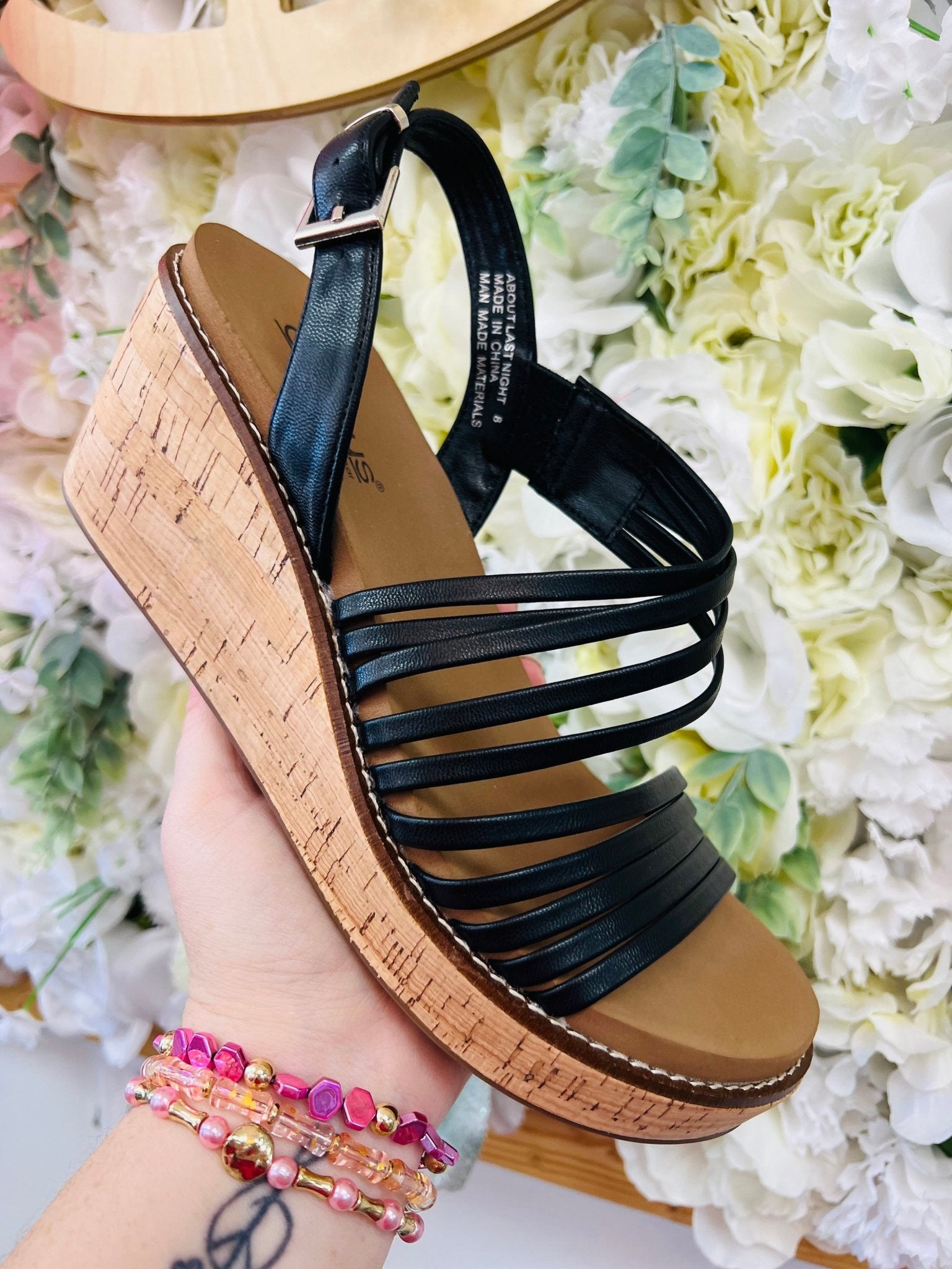 Corkys About Last Night Strappy Black Wedges - A'Bekah's Boutique