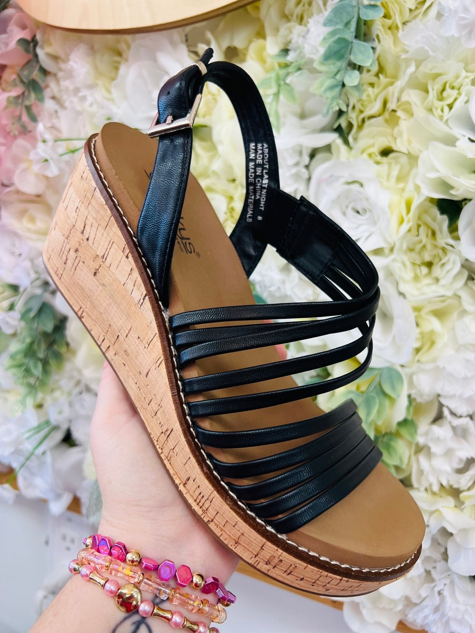 Corkys About Last Night Strappy Black Wedges - A'Bekah's Boutique