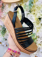 Corkys About Last Night Strappy Black Wedges - A'Bekah's Boutique