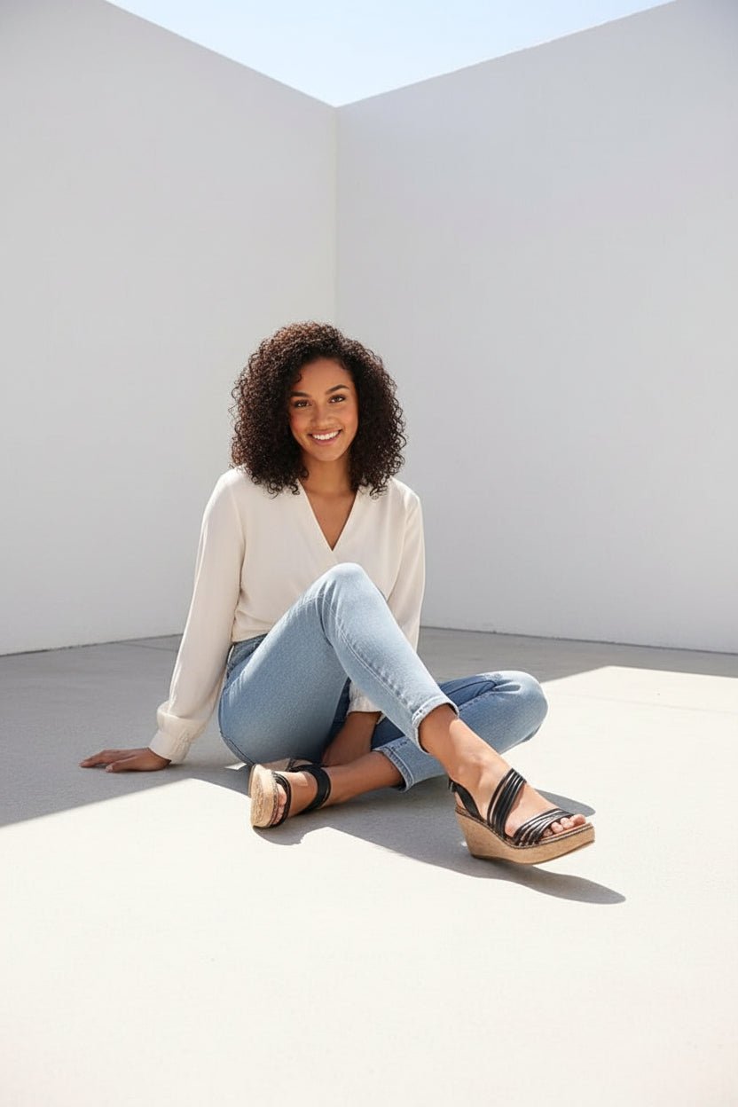 Corkys About Last Night Strappy Black Wedges - A'Bekah's Boutique