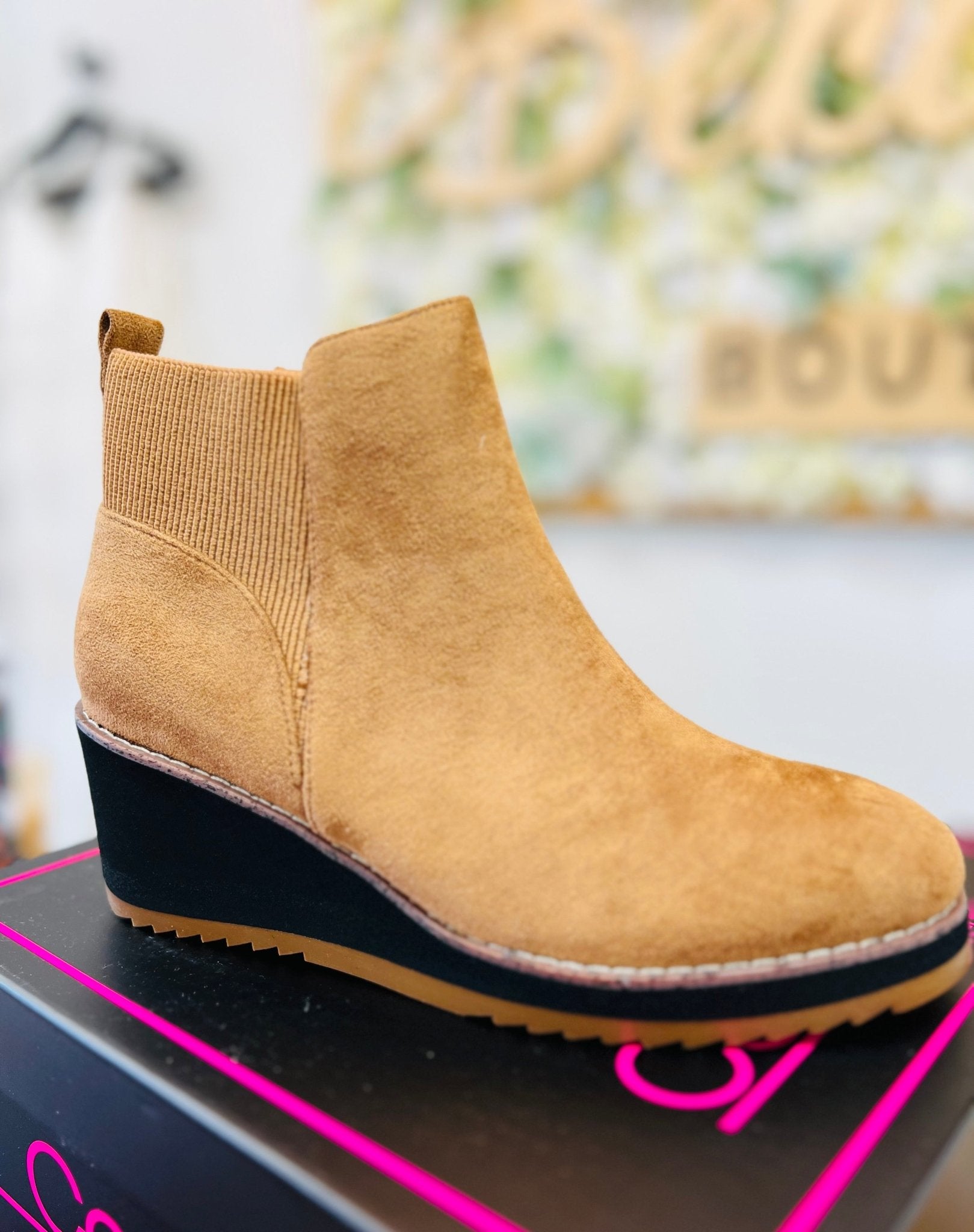 Corkys Apple Sauced Tobacco Faux Suede Wedge Bootie - A'Bekah's Boutique