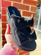 Corkys Bowed Up Black Faux Suede Wedge - A'Bekah's Boutique