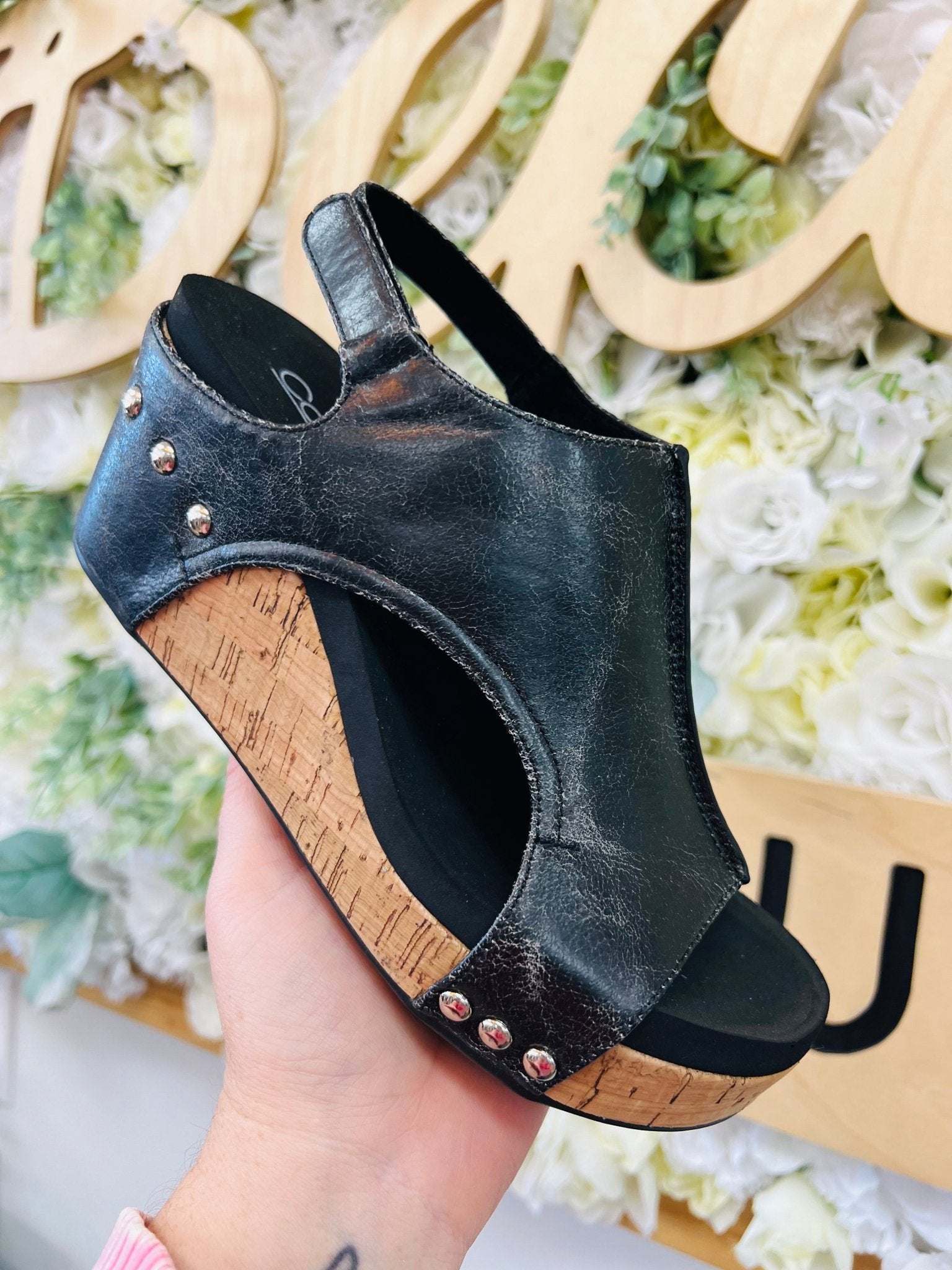 Corkys Carley Black Crackle Wedge - A'Bekah's Boutique