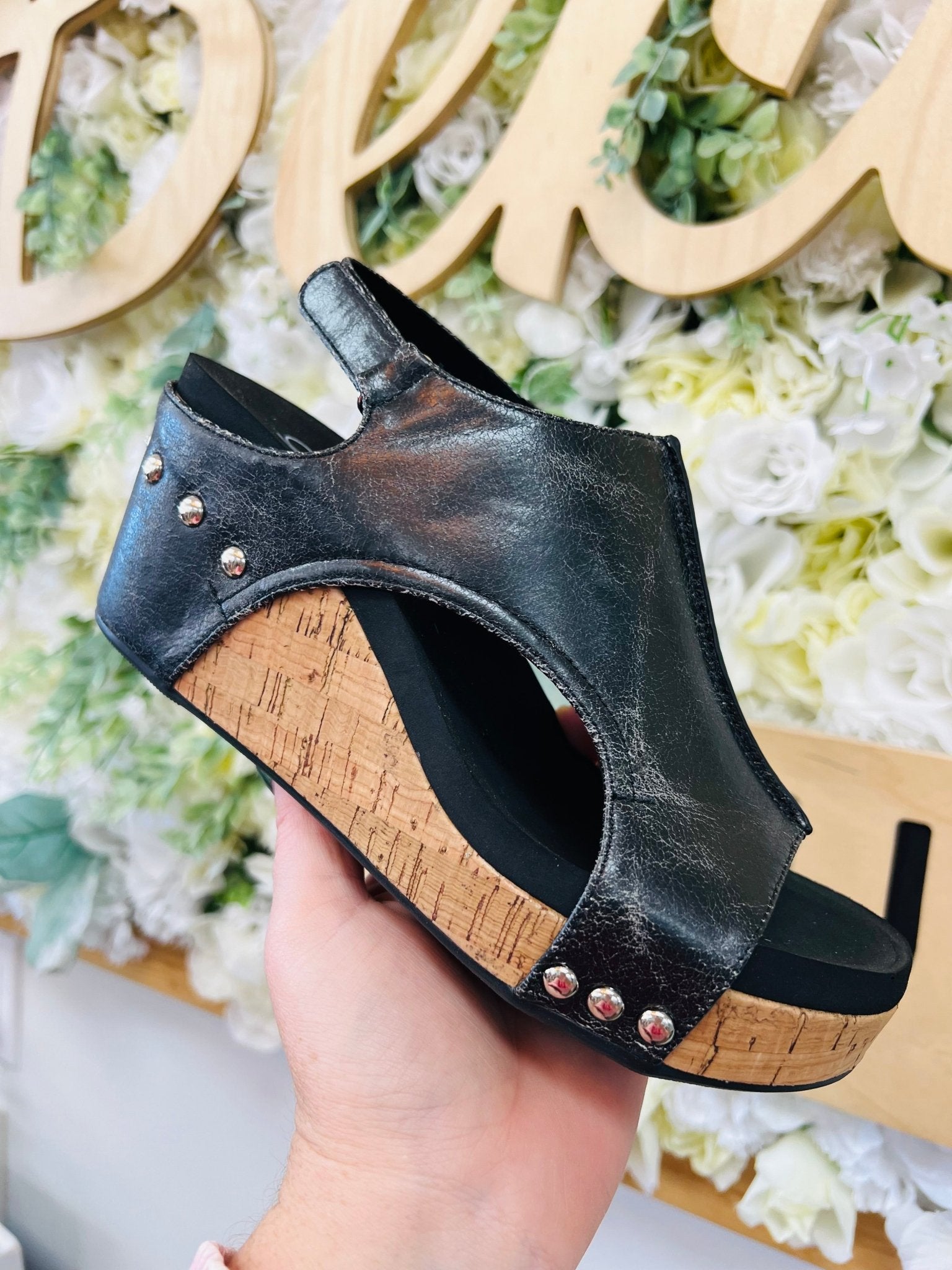 Corkys Carley Black Crackle Wedge - A'Bekah's Boutique