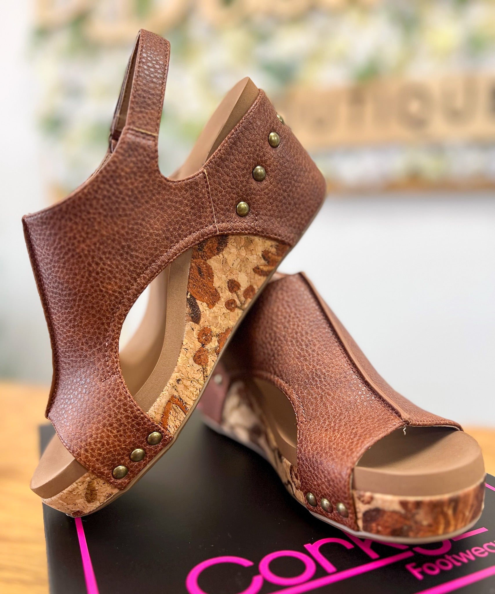 Corkys Carley Cognac Tumbled Wedges - A'Bekah's Boutique