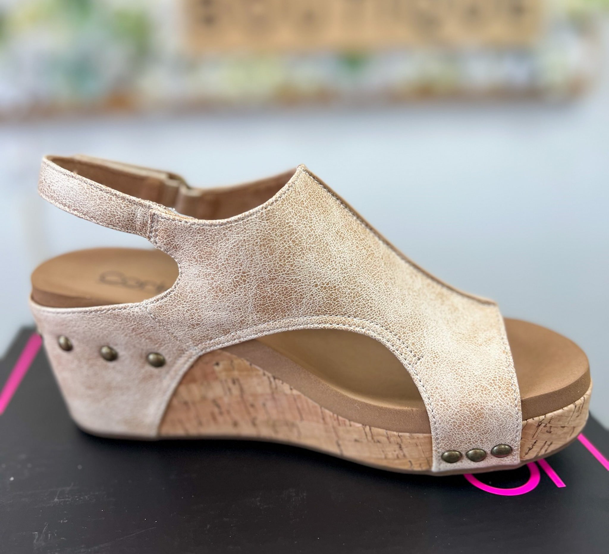 Corkys Carley Sand Distressed Cork Wedges - A'Bekah's Boutique