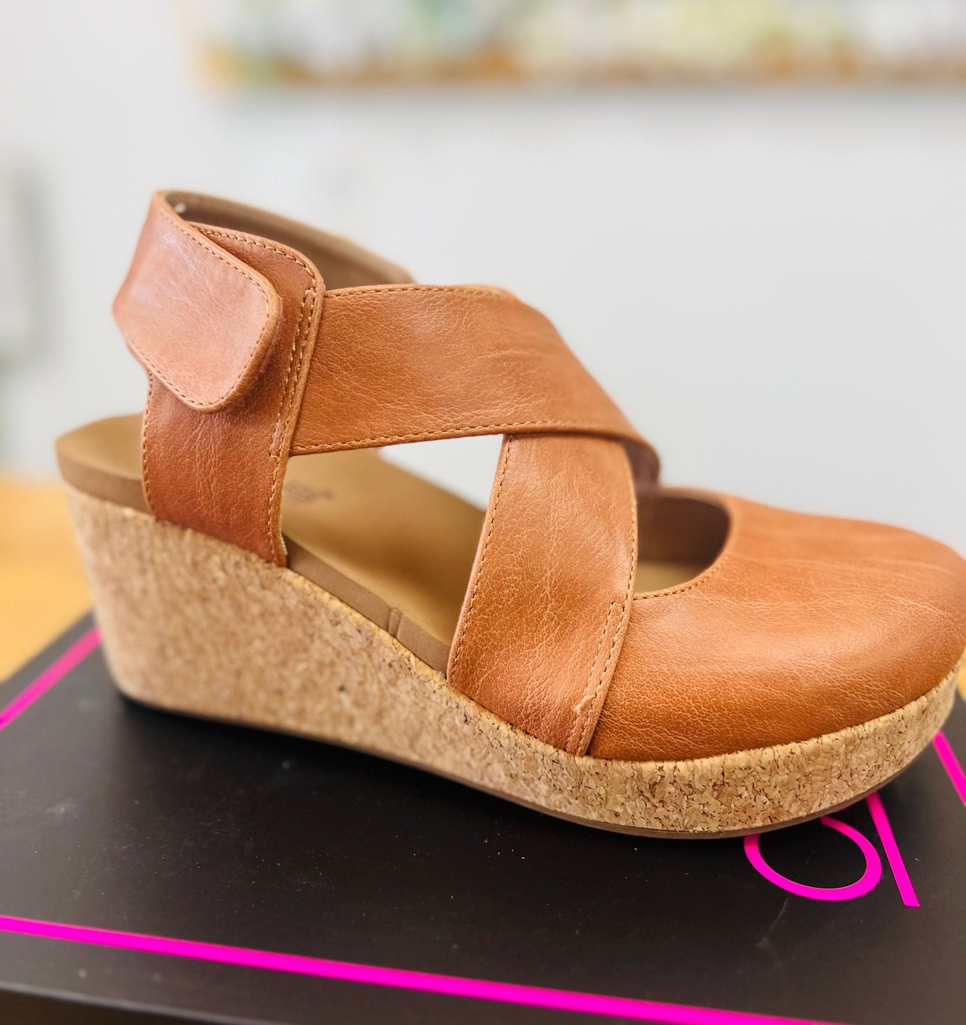Corkys Case Closed Cognac Wedge - A'Bekah's Boutique