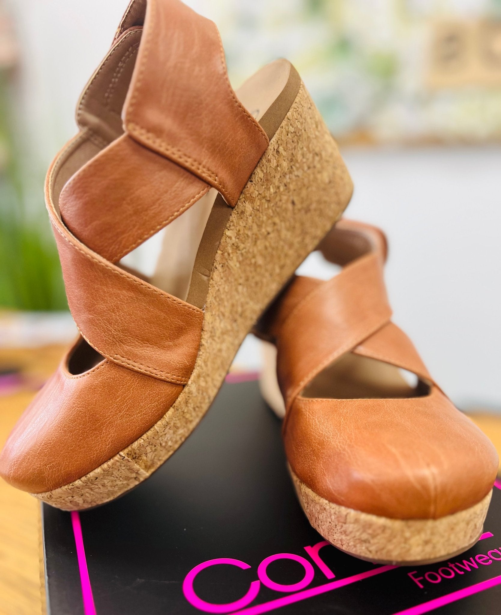 Corkys Case Closed Cognac Wedge - A'Bekah's Boutique