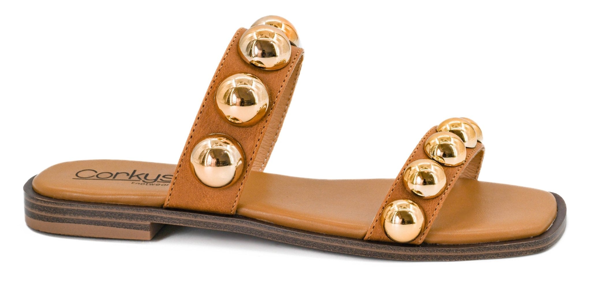 Corkys Catch a Buzz Double Strap Cognac Sandals - A'Bekah's Boutique