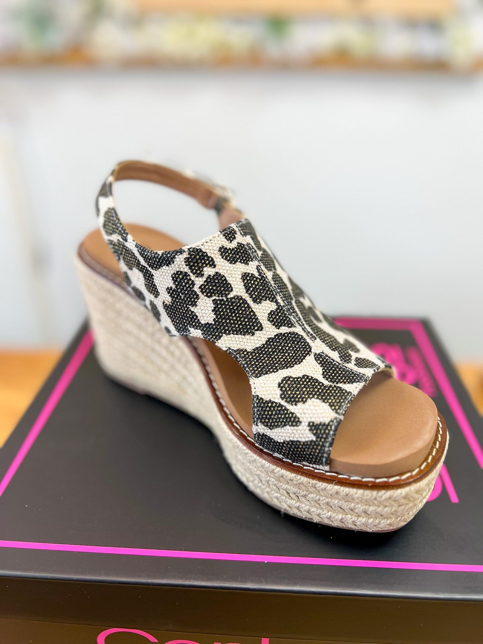 Corkys Freddie Black Metallic Leopard Wedges - A'Bekah's Boutique