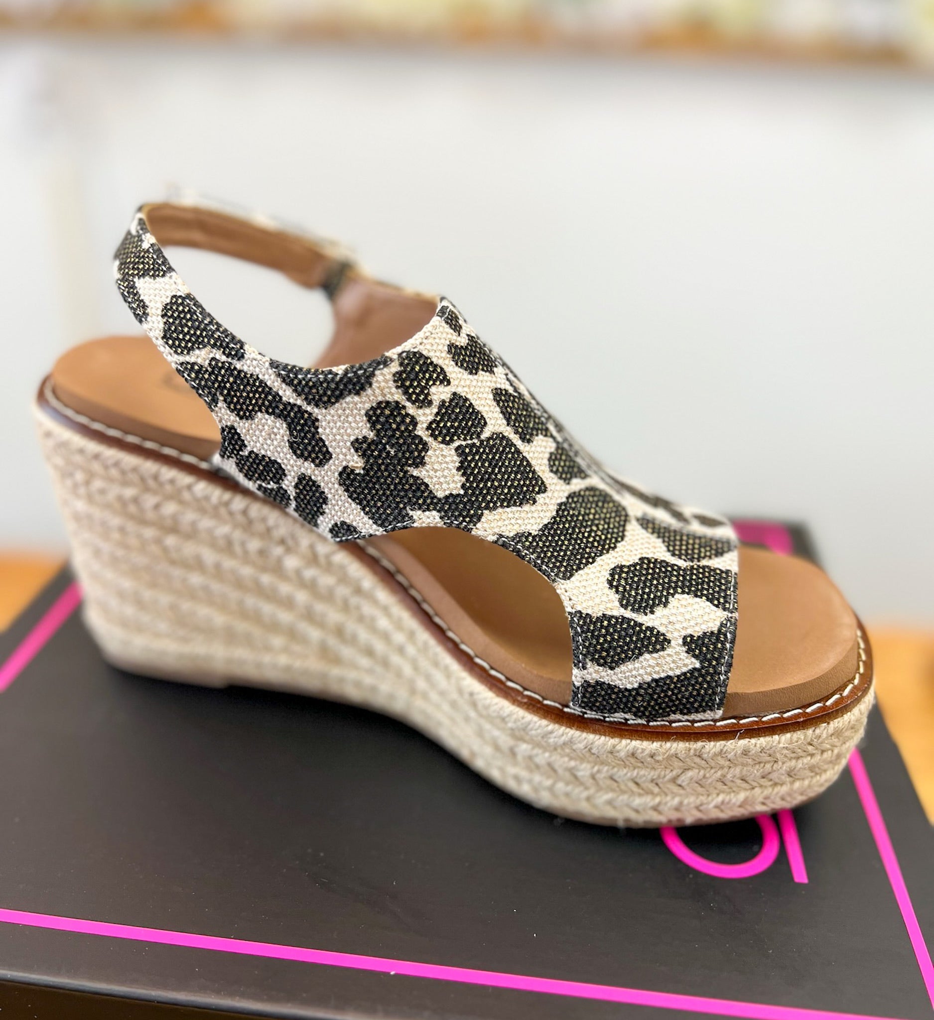 Corkys Freddie Black Metallic Leopard Wedges - A'Bekah's Boutique