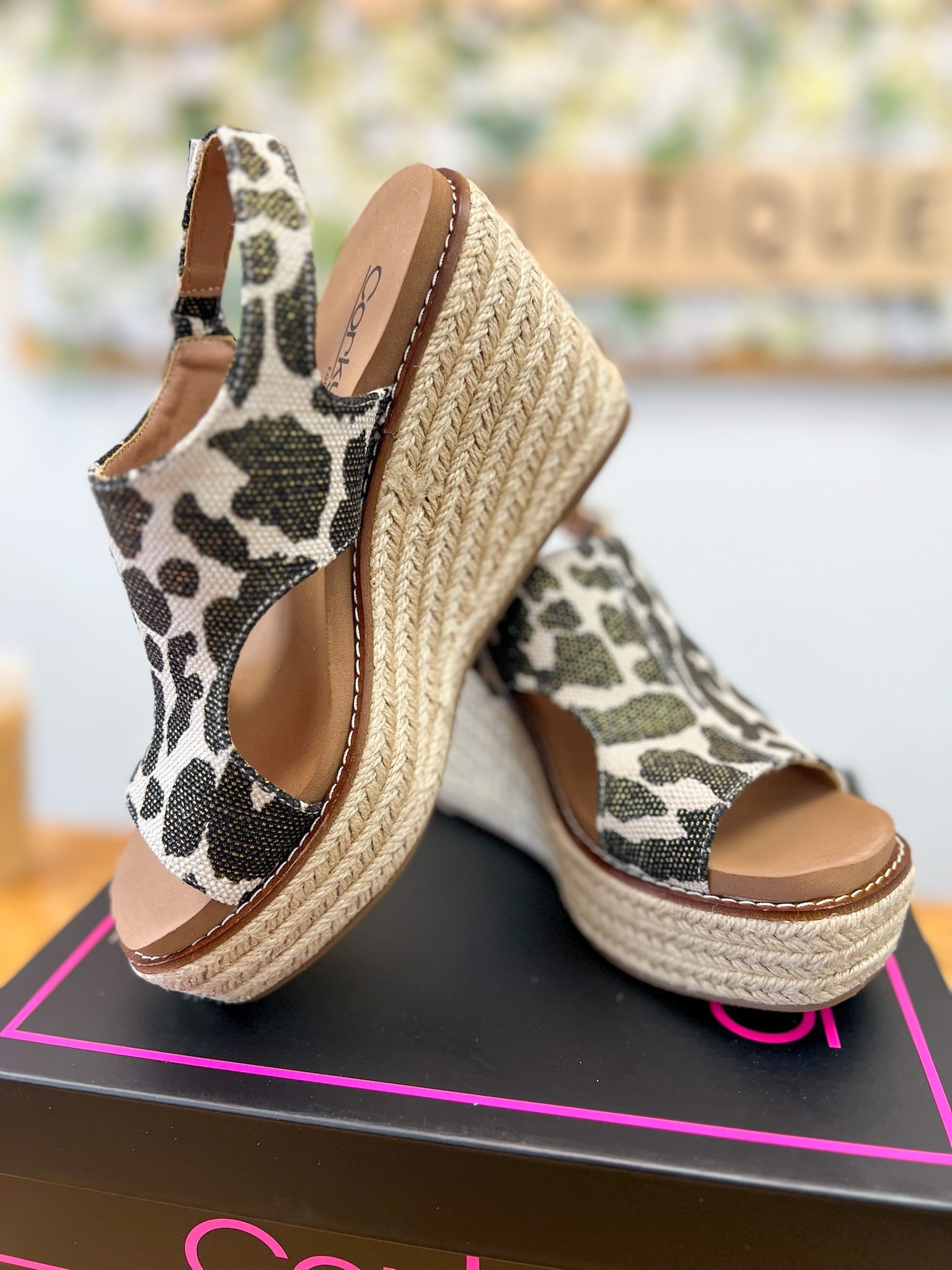 Corkys Freddie Black Metallic Leopard Wedges - A'Bekah's Boutique