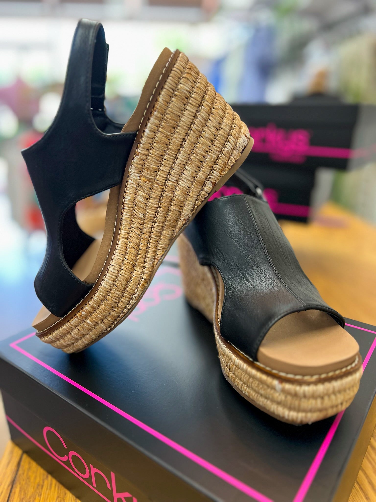Corkys Freddie Black Smooth Wedges - A'Bekah's Boutique