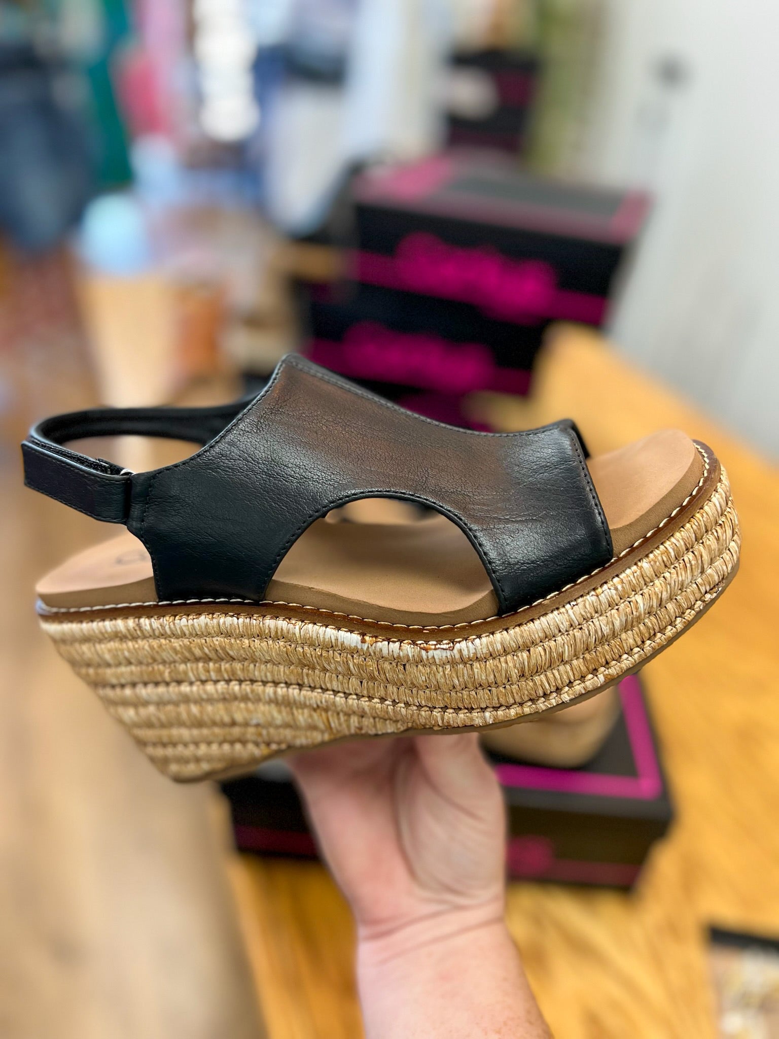 Corkys Freddie Black Smooth Wedges - A'Bekah's Boutique