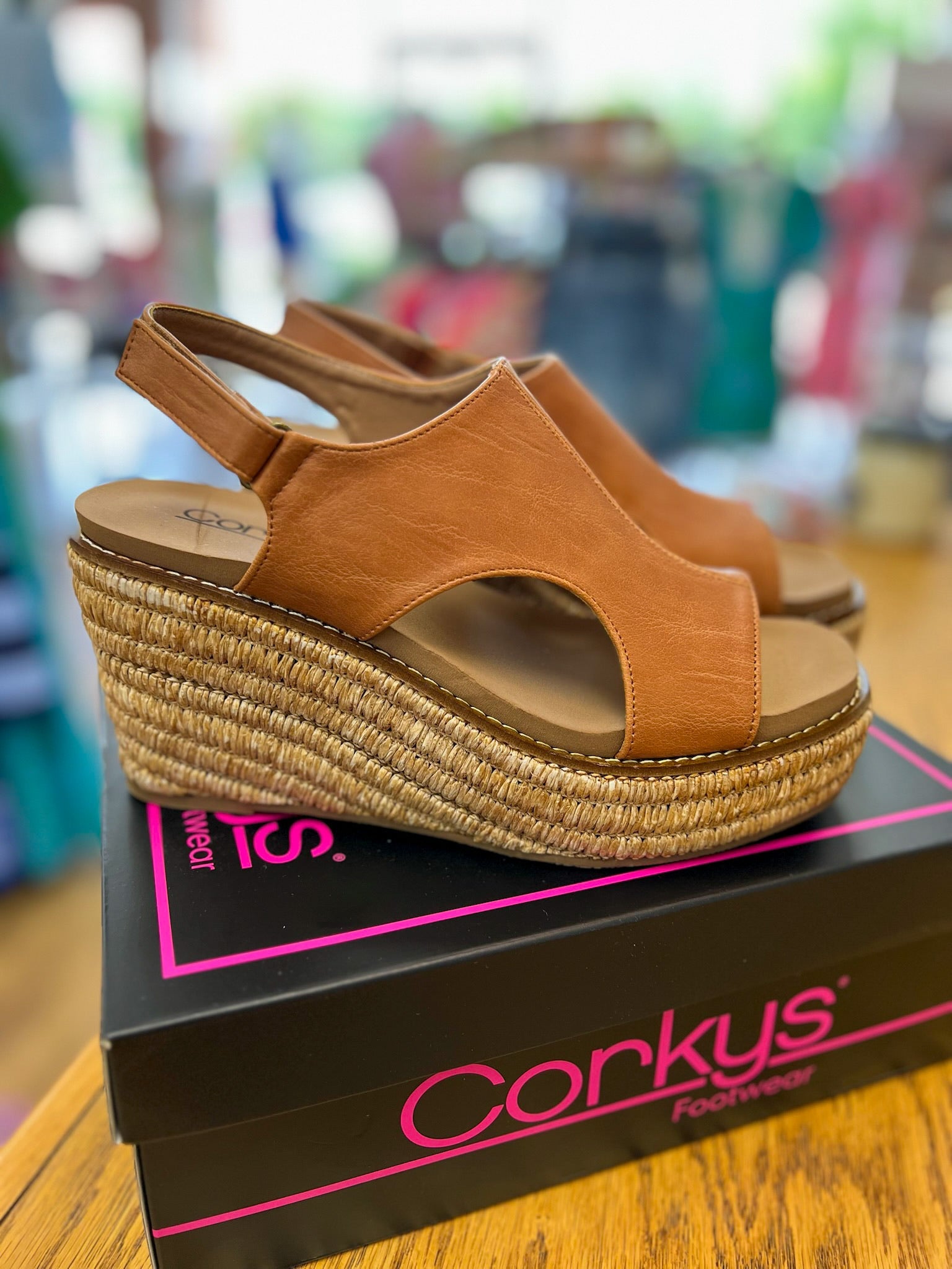 Corkys Freddie Cognac Smooth Wedges - A'Bekah's Boutique