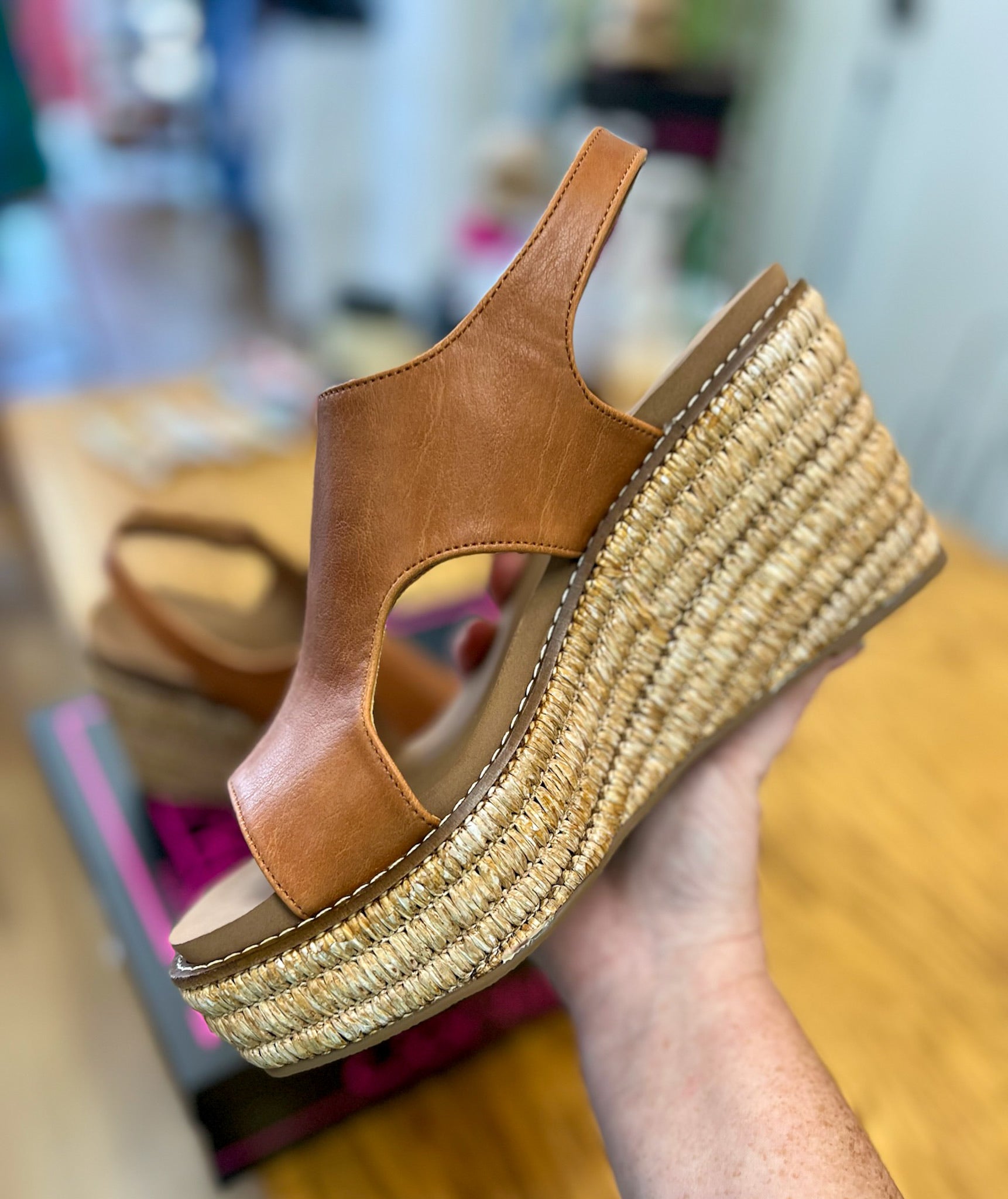 Corkys Freddie Cognac Smooth Wedges - A'Bekah's Boutique