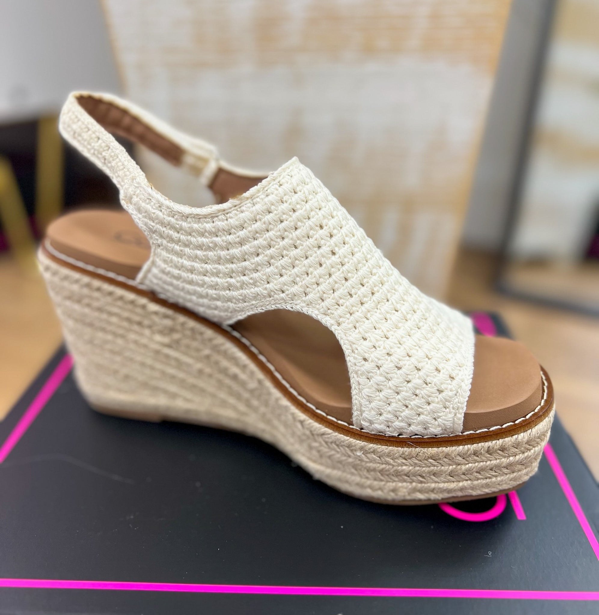 Corkys Freddie Natural Crochet Wedges - A'Bekah's Boutique