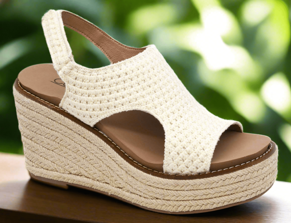 Corkys Freddie Natural Crochet Wedges - A'Bekah's Boutique