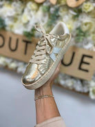 Corkys Friend Zone Gold Crinkle Metallic Sneakers - A'Bekah's Boutique