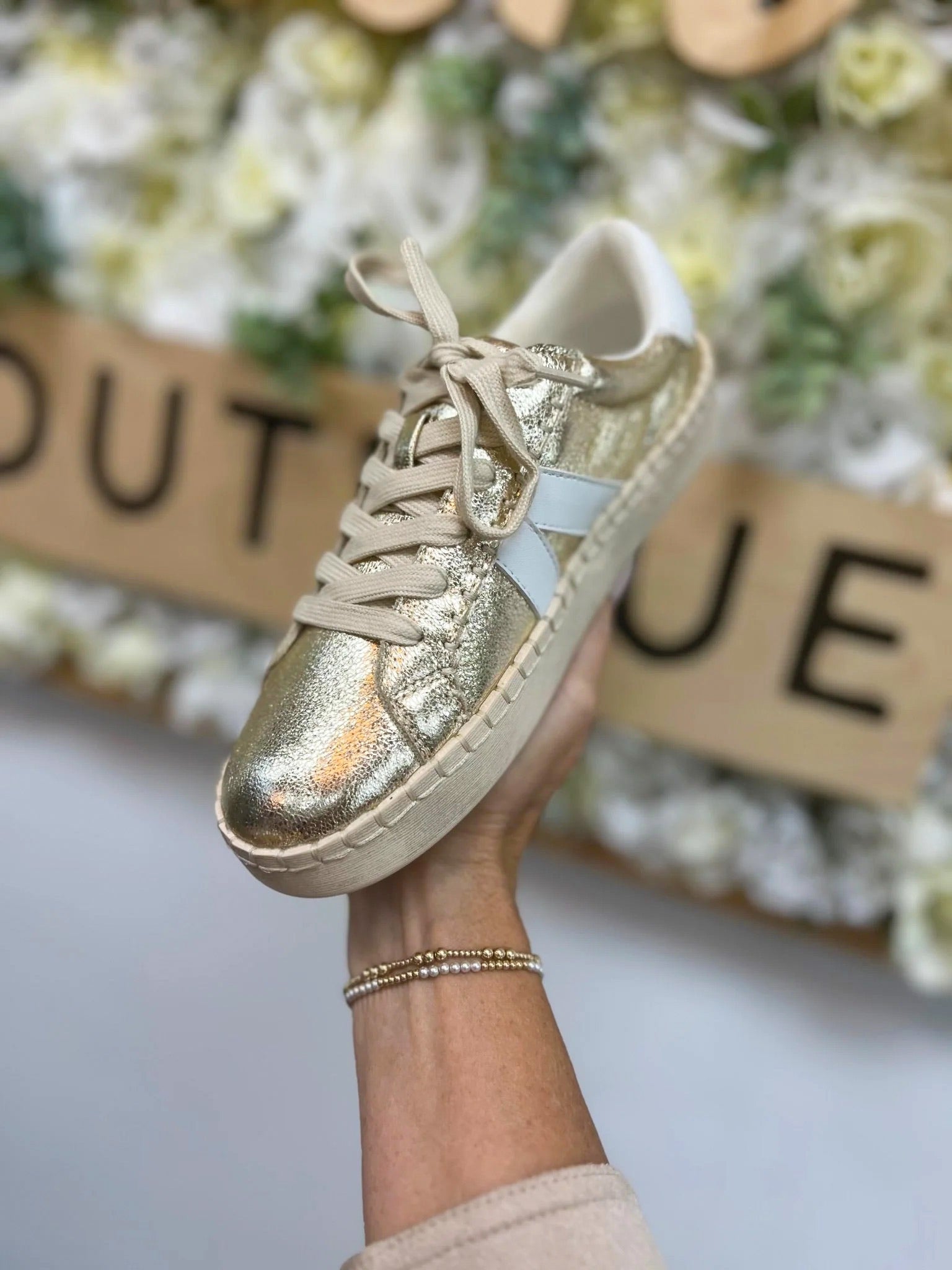 Corkys Friend Zone Gold Crinkle Metallic Sneakers - A'Bekah's Boutique