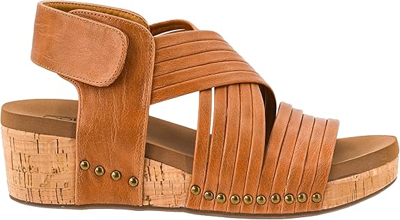 Corkys Good For You Cognac Strappy Wedges - A'Bekah's Boutique