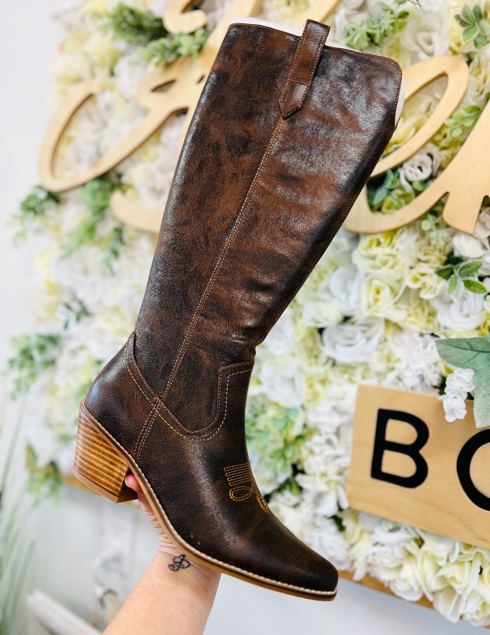 Corkys Hats Off Espresso Crinkle Tall Western Boots - A'Bekah's Boutique