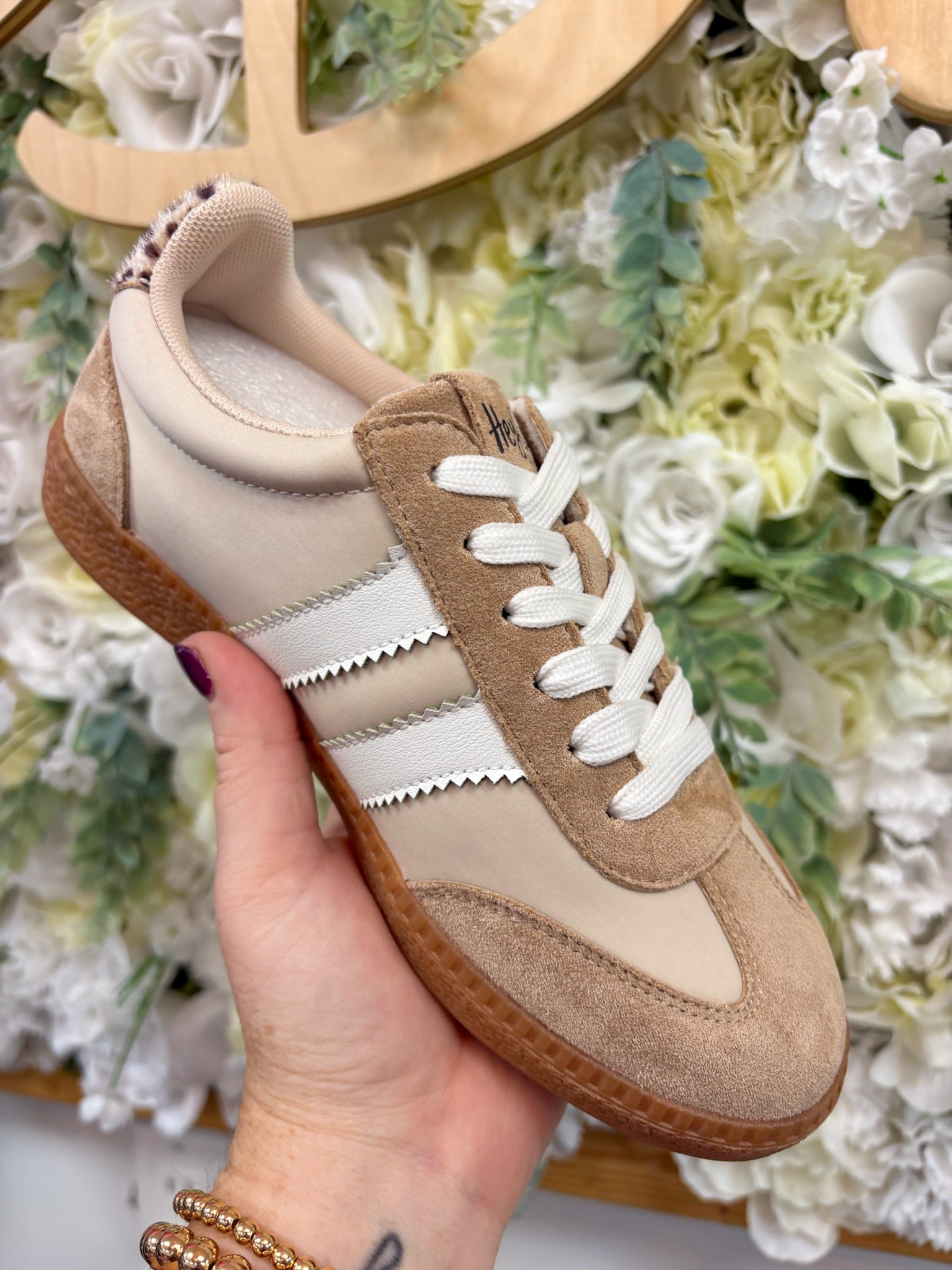 Corkys Heads Up White and Sand Sneakers - A'Bekah's Boutique