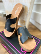 Corkys Hold Please Black Smooth Platform Sandals - A'Bekah's Boutique
