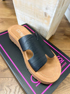 Corkys Hold Please Black Smooth Platform Sandals - A'Bekah's Boutique