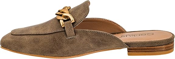 Corkys Keepsake Tan Faux Suede Mules with Gold Chain - A'Bekah's Boutique