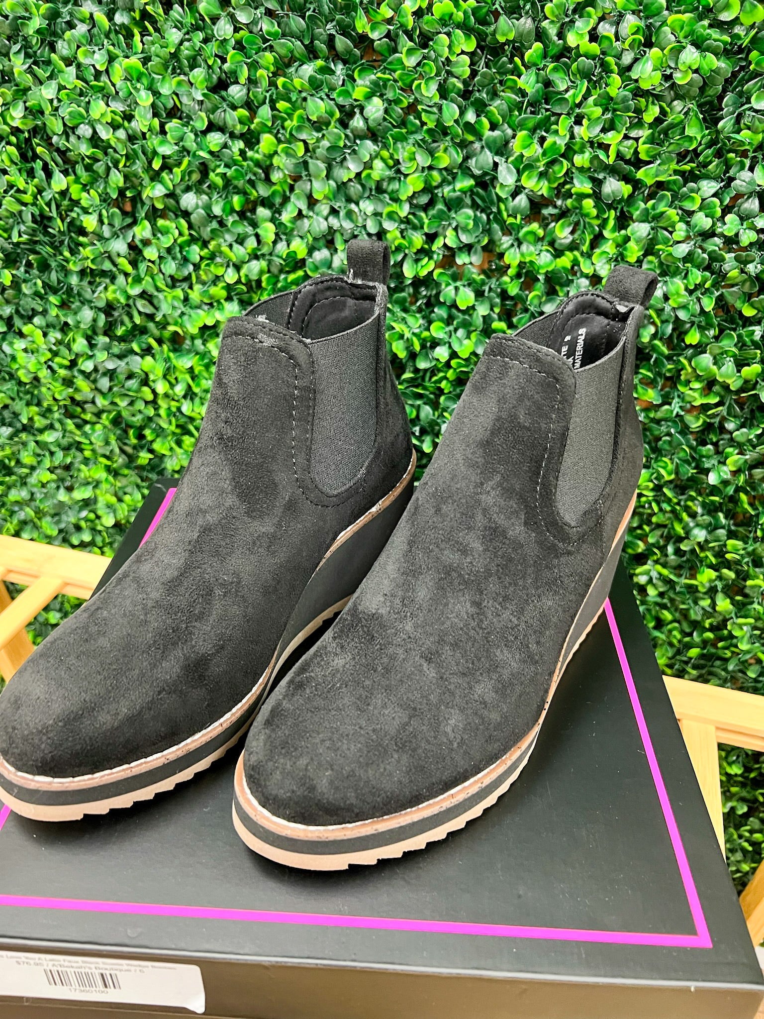 Corkys Love You A Latte Faux Black Suede Wedge Booties - A'Bekah's Boutique