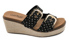 Corkys Manifest Black White Polka Dots Double Strap Wedges - A'Bekah's Boutique