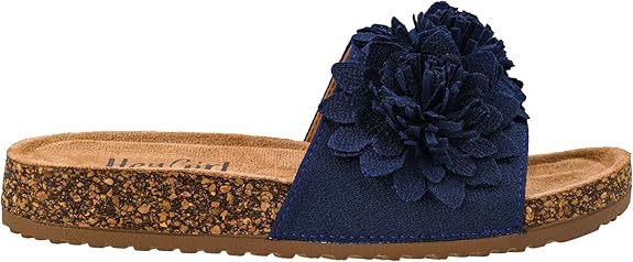 Corkys Navy Wild Child Slip On Sandals with 3D Flowers - A'Bekah's Boutique