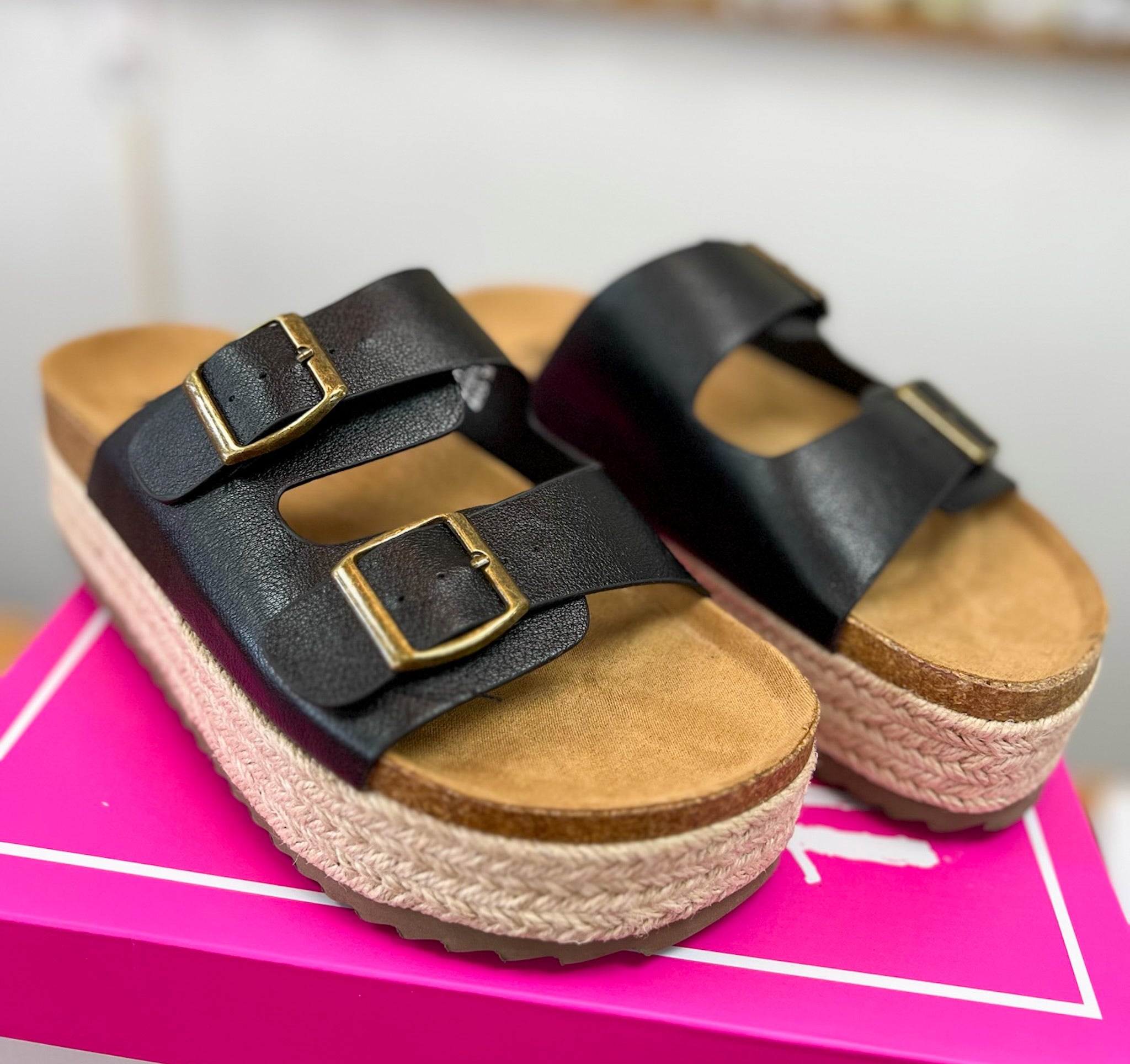 Corkys No Filter Black Two Buckle Platform Sandals - A'Bekah's Boutique