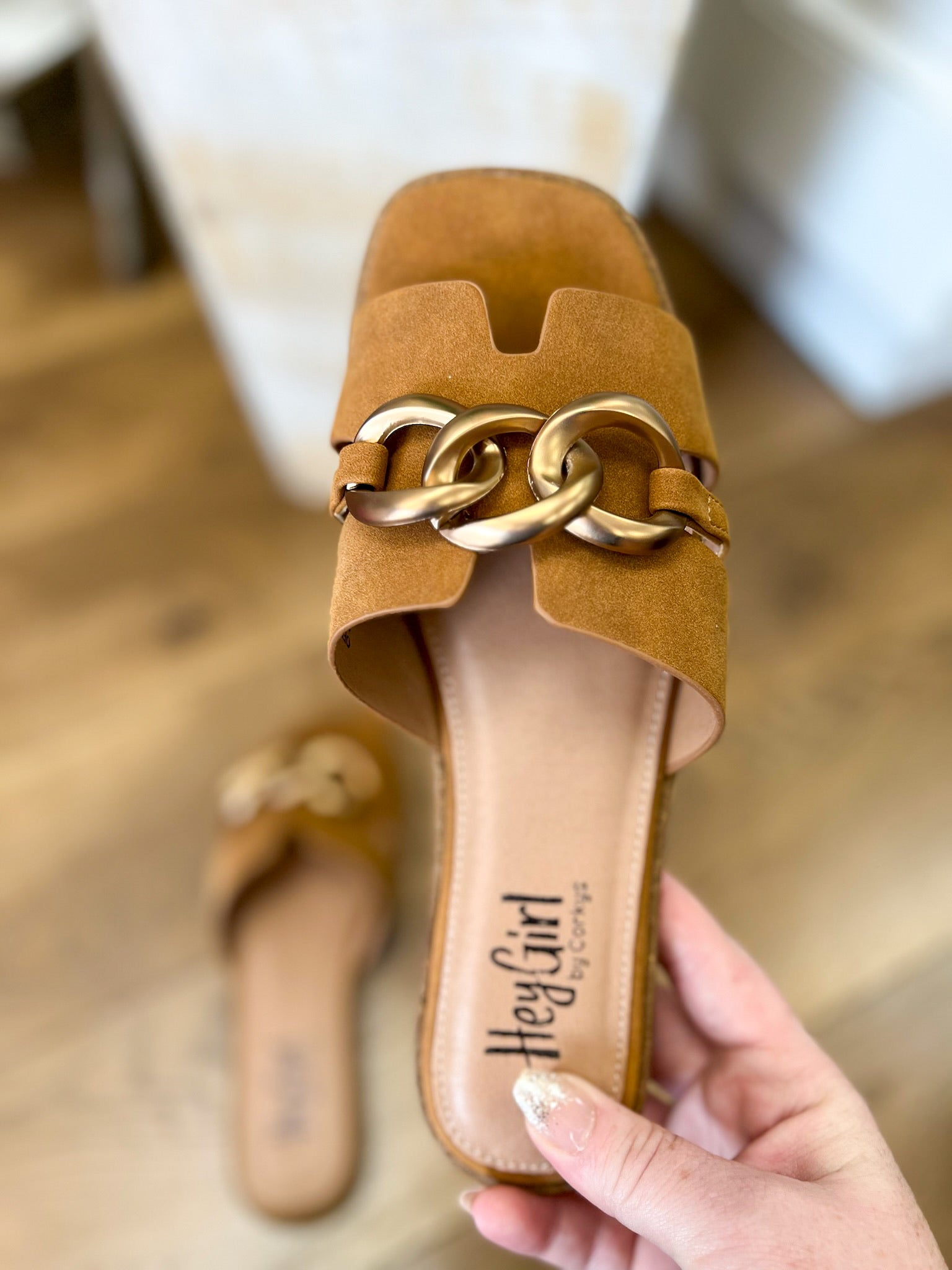 Corkys Off the Chain Cognac Open Toe Slip Ons - A'Bekah's Boutique