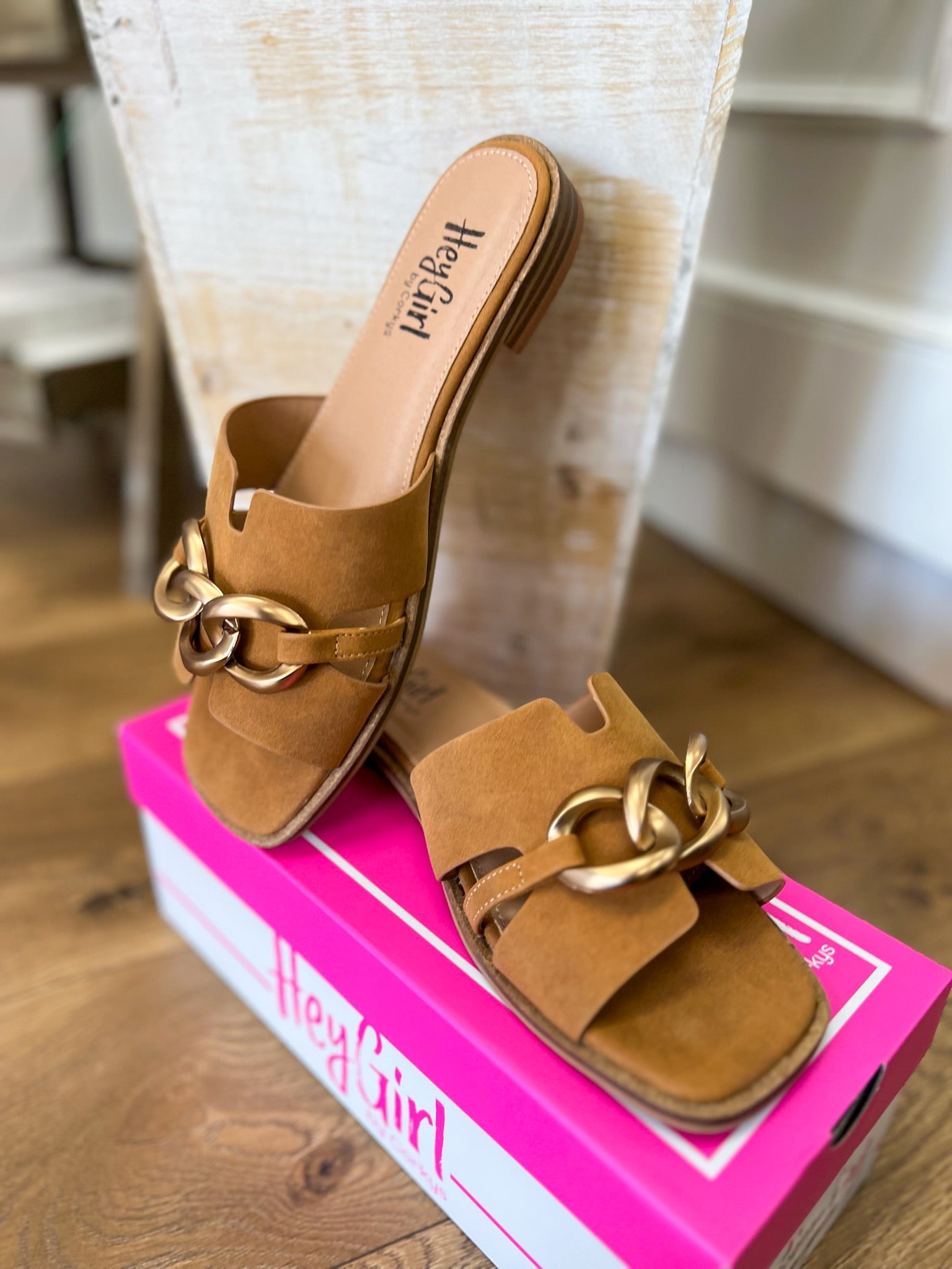 Corkys Off the Chain Cognac Open Toe Slip Ons - A'Bekah's Boutique