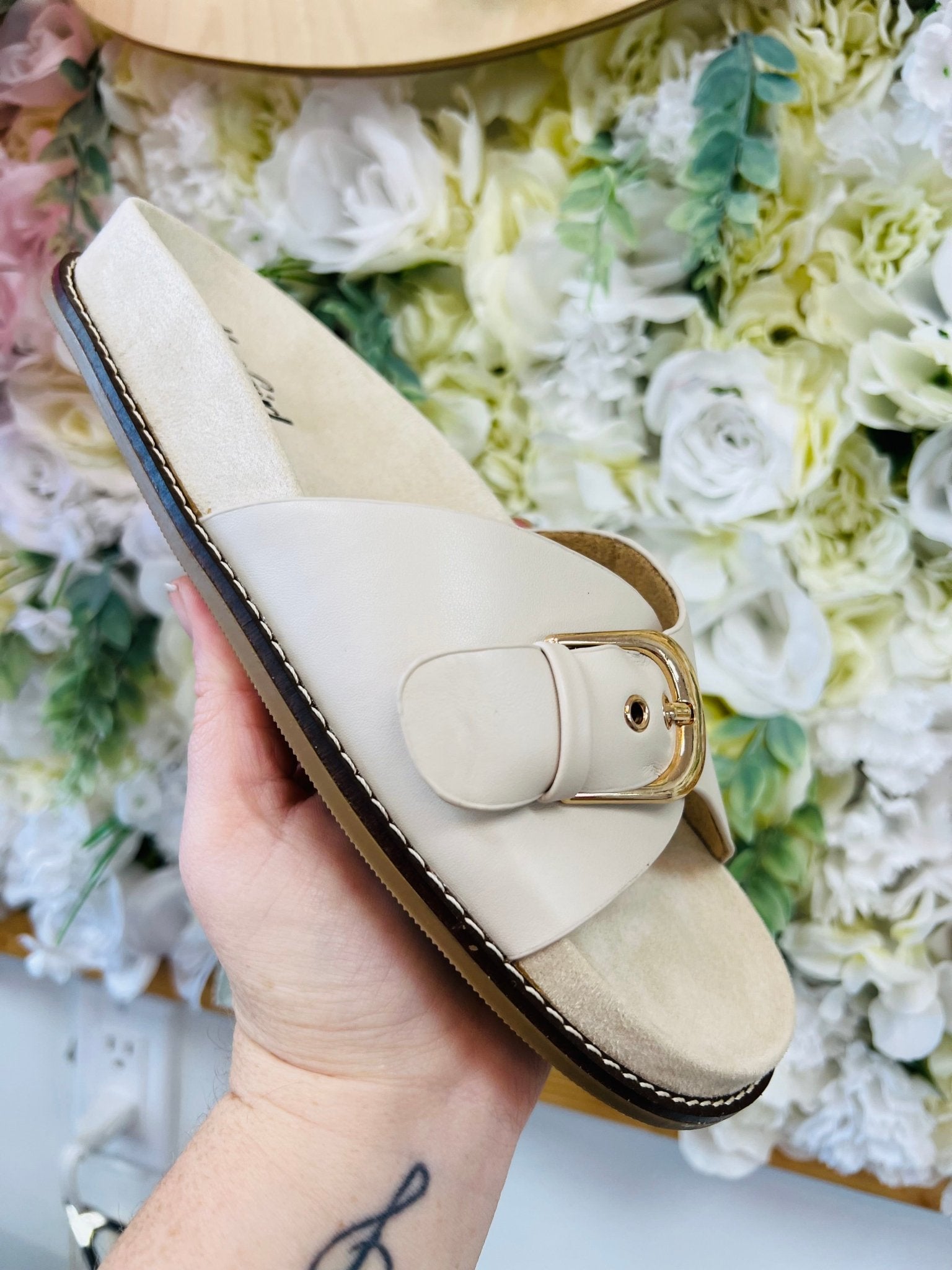 Corkys Passport Ivory Slip On Sandals - A'Bekah's Boutique