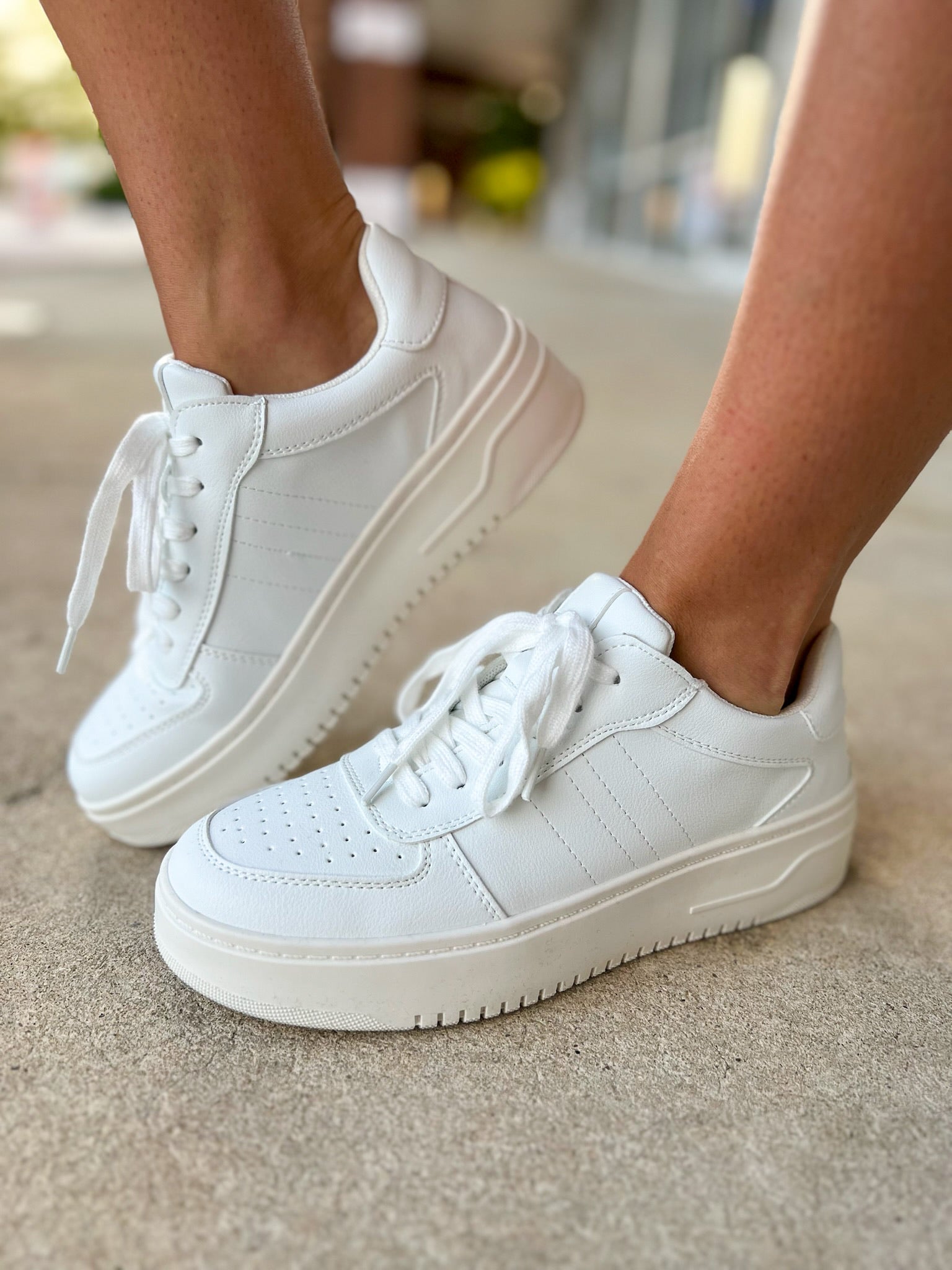 Corkys Pregame White Lace Up Platform Sneakers - A'Bekah's Boutique