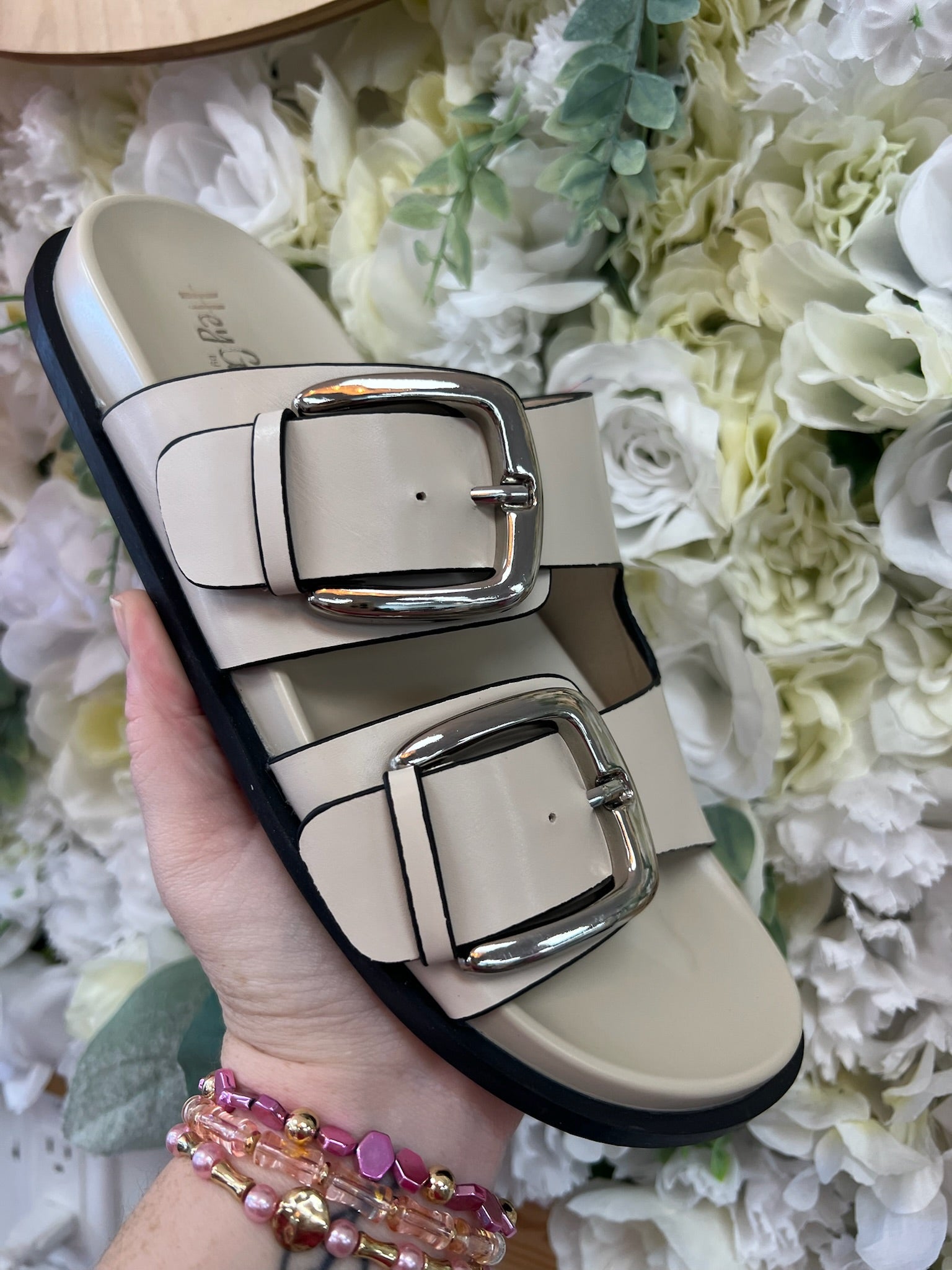 Corkys Private Jet Ivory Double Buckle Sandals - A'Bekah's Boutique
