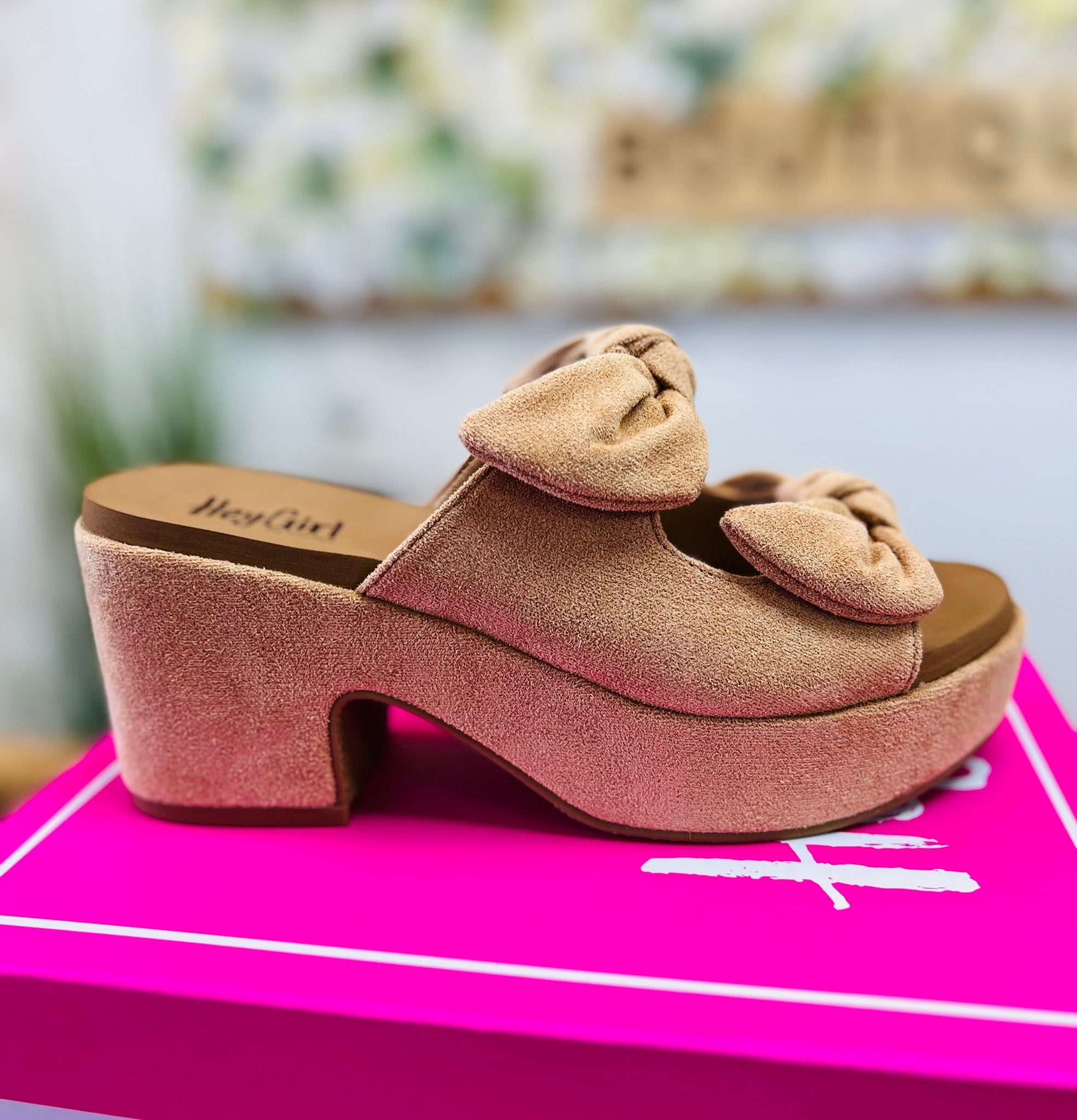 Corkys Put A Bow On It Camel Faux Suede Slip Ons - A'Bekah's Boutique
